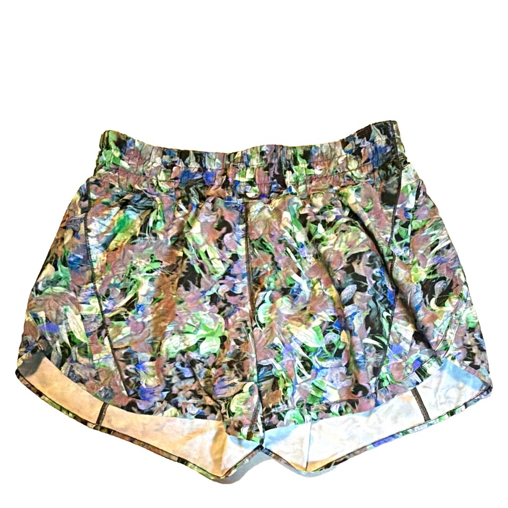lululemon Women's Athletic Running Shorts Floral Lined Pockets Size 10 5"